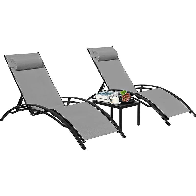 Pair of Aluminium Bali Sun Loungers with Coffee Table